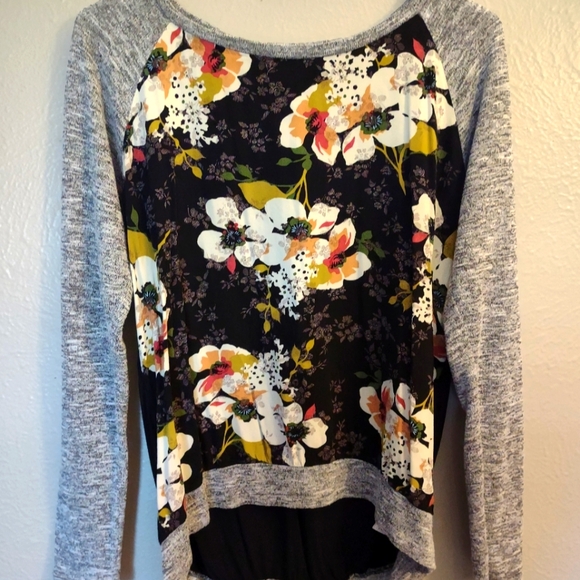KUT From The Kloth Heather Gray Floral Print Long Sleeve Sweater Size Me… - Picture 2 of 11